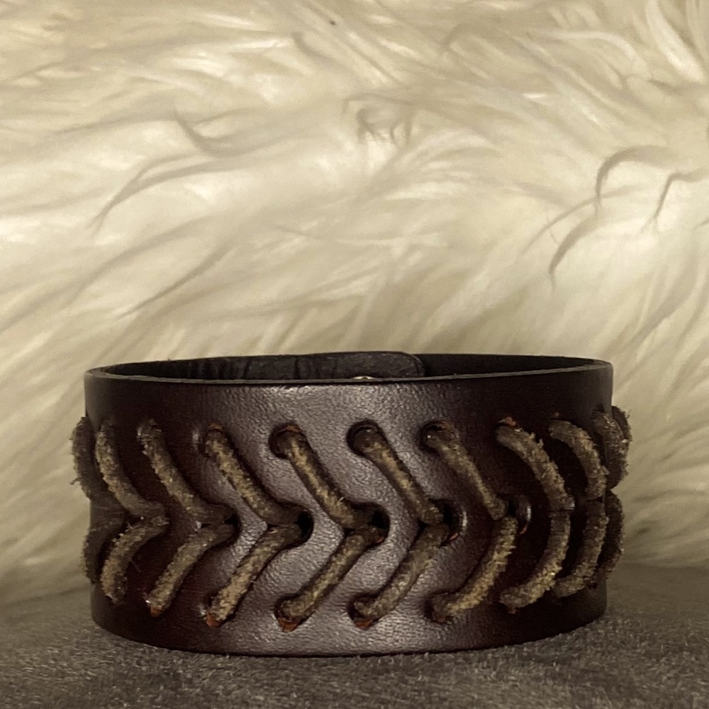 Adjustable Dark Brown Faux Leather Bracelet!